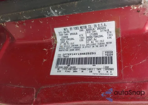 1995 Ford F150 from USA, damaged, VIN 1FTEF14Y1SNB25251